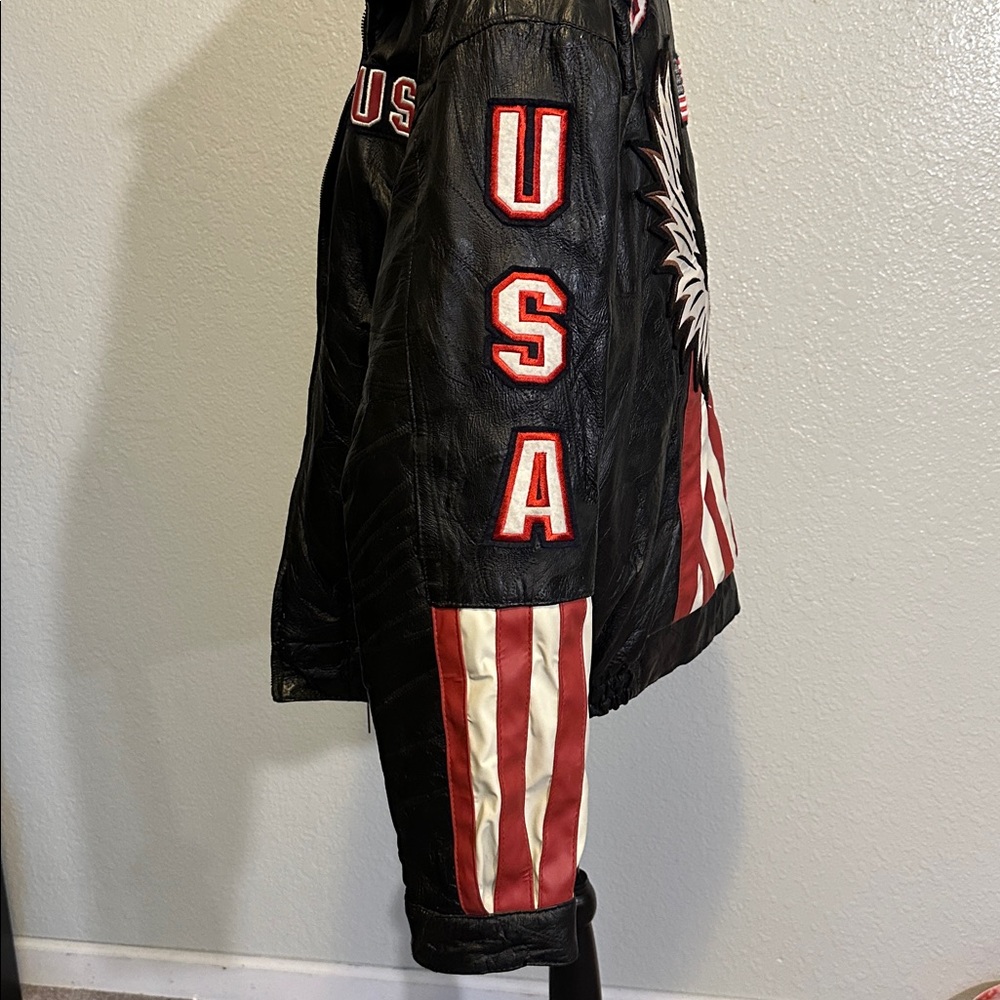 Legacy Americana Leather Patchwork Jacket USA Eag… - image 2